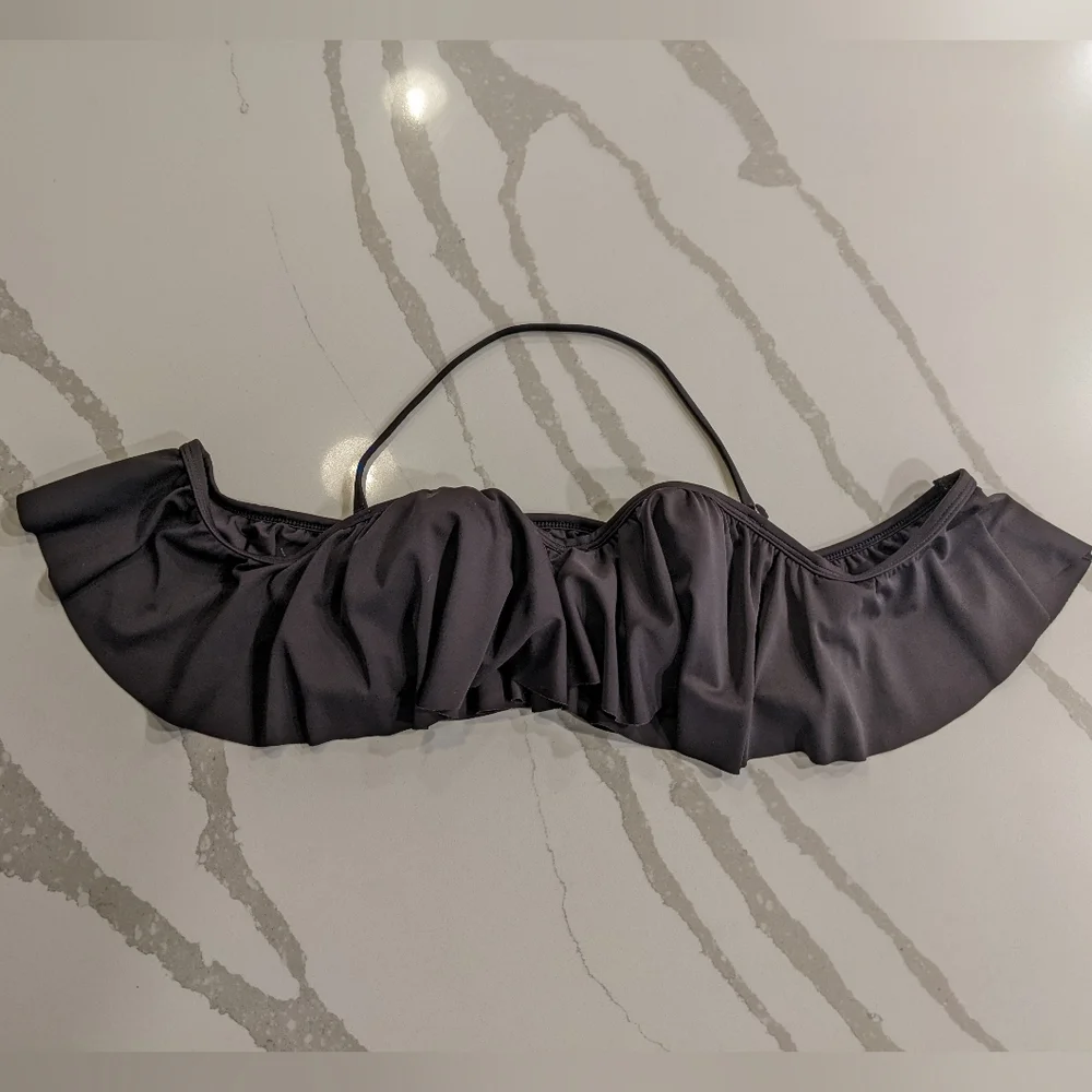UO Bardot Ruffled Bathing Suit Top - Picture 1 of 5